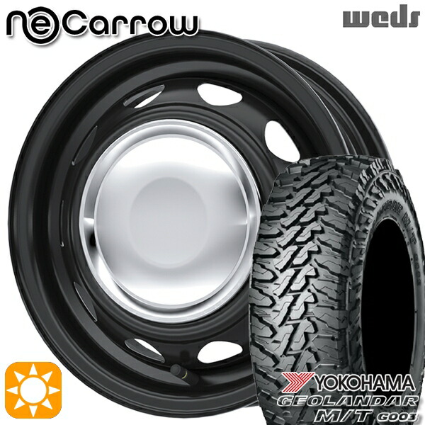 【取付対象】165/65R14 81/78Q ヨコハマ ジオランダー M/T G003 Weds ネオキャロ セミマットブラック/クロームキャップ 14インチ 4.5J 4H100 +45 サマータイヤホイールセット