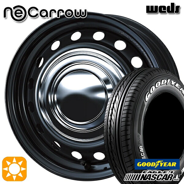 【取付対象】200系ハイエース 195/80R15 107/105N グッドイヤー ナスカープラス Weds ウェッズ ネオキャロ セミマットブラック/クロームキャップ 15インチ 6.0J 6H139.7 +35 サマータイヤホイールセット