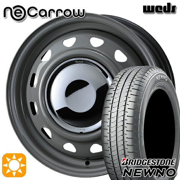 【取付対象】155/65R14 75H ブリヂストン ニューノ Weds ウェッズ ネオキャロ グレー/クロームキャップ 14インチ 4.5J 4H100 +45 サマータイヤホイールセット 38,740円