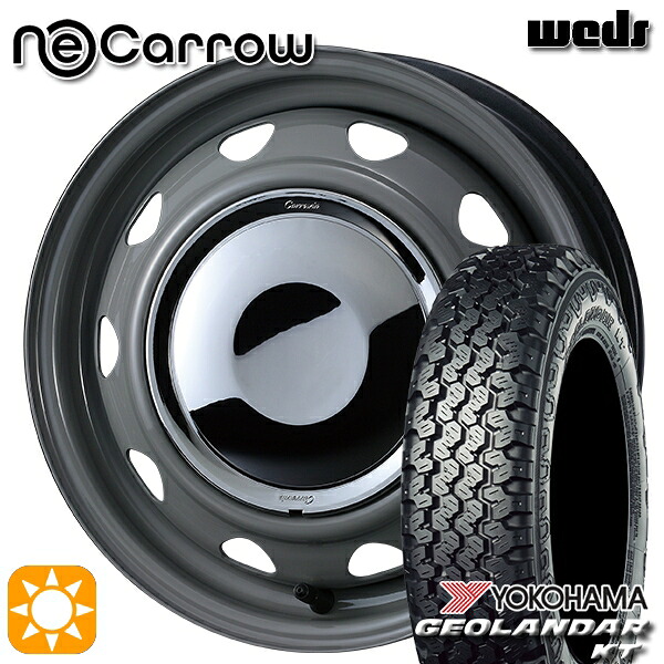 【取付対象】軽トラ 145/80R12 80/78N ヨコハマ ジオランダーKT Y828C Weds ウェッズ ネオキャロ グレー/クロームキャップ 12インチ 3.5J 4H100 +34 サマータイヤホイールセット