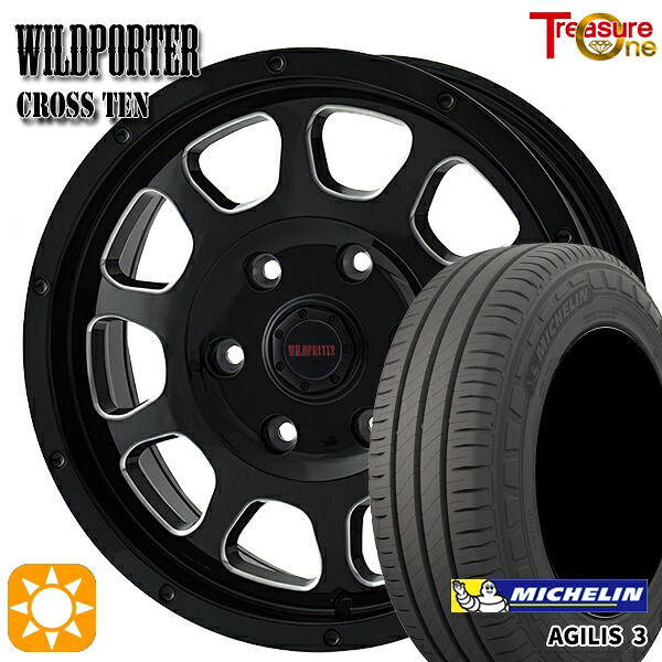 【取付対象】200系ハイエース 215/65R16C 109/107T ミシュラン アジリス3 トレジャーワン ワイルドポーター クロステン BK/SM 16インチ 6.5J 6H139.7 サマータイヤホイールセット