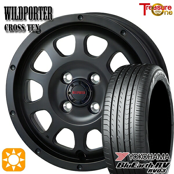 【取付対象】175/60R16 82H ヨコハマ ブルーアース RV03 トレジャーワン ワイルドポーター クロステン マットブラック 16インチ 6.0J 4H100 サマータイヤホイールセット