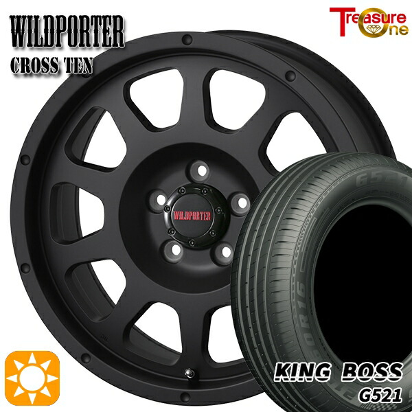 【取付対象】195/60R16 89H キングボス G521 トレジャーワン ワイルドポーター クロステン マットブラック 16インチ 7.0J 5H114.3 サマータイヤホイールセット