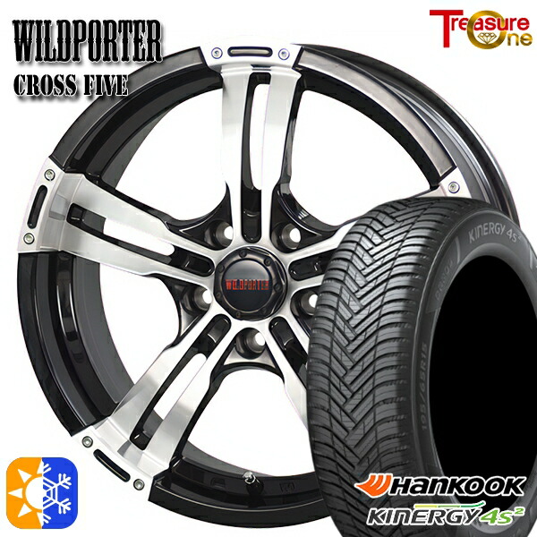 ヴェゼル オデッセイ 215/60R16 99V XL ハンコック KInERGy 4s 2 (H750) トレジャーワン ワイルドポーター クロスファイブ ブラックポリッシュ 16インチ 7.0J 5H114.3 オールシーズンタイヤホイールセット