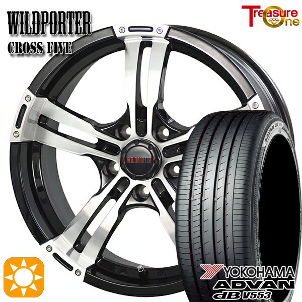 【取付対象】C-HR カローラクロス 215/60R17 96H ヨコハマ アドバンデシベル V553 トレジャーワン ワイルドポーター クロスファイブ ブラックポリッシュ 17インチ 7.5J 5H114.3 サマータイヤホイールセット