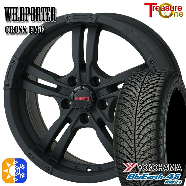215/70R16 100H ヨコハマ ブルーアース 4S AW21 トレジャーワン ワイルドポーター クロスファイブ MBK 16インチ 7.0J 5H114.3 オールシーズンタイヤホイールセット