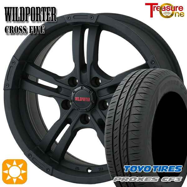 【取付対象】エスティマ ヤリスクロス 215/60R16 95H トーヨー プロクセス CF3 トレジャーワン ワイルドポーター クロスファイブ マットブラック 16インチ 7.0J 5H114.3 サマータイヤホイールセット