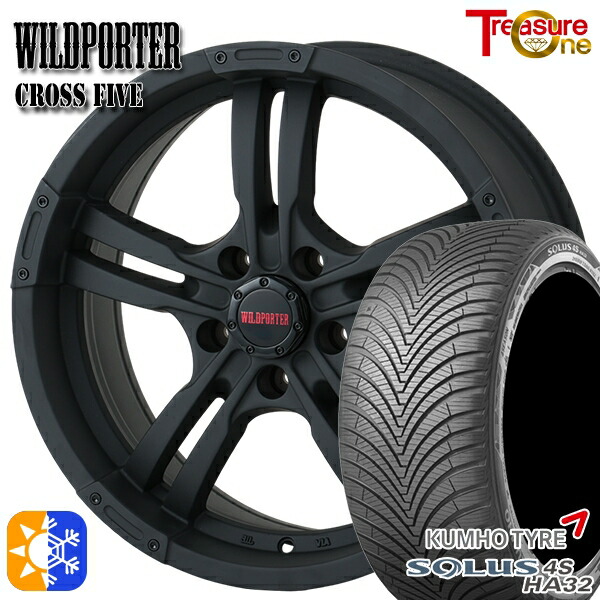 215/60R16 99V XL クムホ ソルウス 4S HA32 トレジャーワン ワイルドポーター クロスファイブ MBK 16インチ 7.0J 5H114.3 オールシーズンタイヤホイールセット