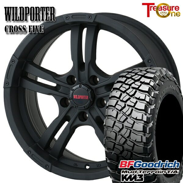 【取付対象】デリカD5 245/70R16 113/110Q RBL BFグッドリッチ マッドテレーン T/A KM3 トレジャーワン ワイルドポーター クロスファイブ マットブラック 16インチ 7.0J 5H114.3 サマータイヤホイールセット