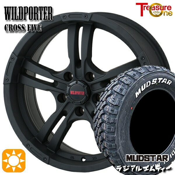 【取付対象】デリカD5 215/70R16 100T マッドスター ラジアル M/T ホワイトレター トレジャーワン ワイルドポーター クロスファイブ マットブラック 16インチ 7.0J 5H114.3 サマータイヤホイールセット