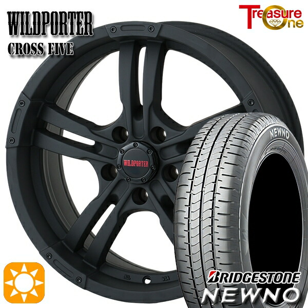 【取付対象】エルグランド クロスロード 215/65R16 98H ブリヂストン ニューノ トレジャーワン ワイルドポーター クロスファイブ マットブラック 16インチ 7.0J 5H114.3 サマータイヤホイールセット