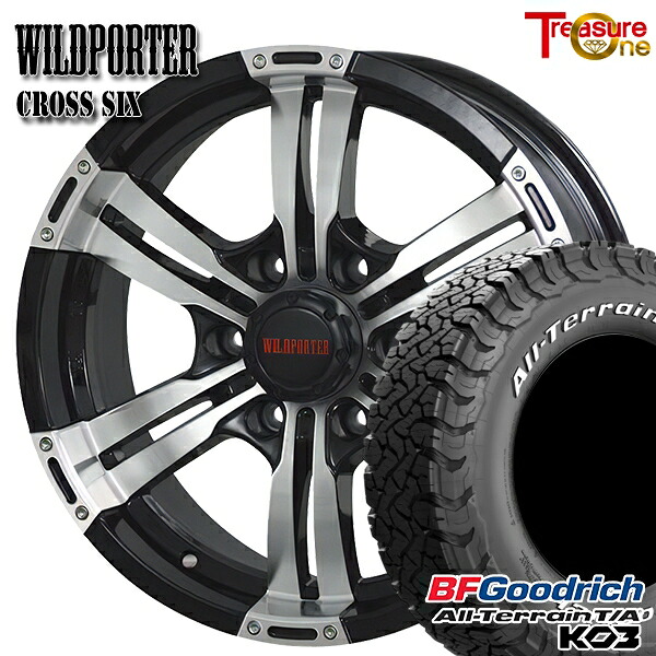 【取付対象】200系ハイエース 195/80R15 107S RWL BFグッドリッチ オールテレーン T/A KO3 トレジャーワン ワイルドポーター クロスシックス ブラックポリッシュ 15インチ 6.0J 6H139.7 サマータイヤホイールセット |トレッド新横浜師岡店