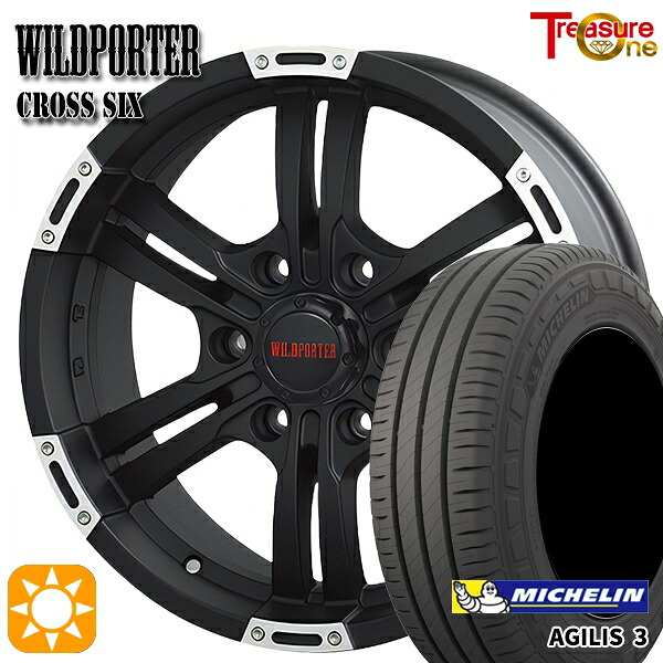 【取付対象】200系ハイエース 215/65R16C 109/107T ミシュラン アジリス3 レジャーワン ワイルドポーター クロスシックス マットブラックポリッシュ 16インチ 6.5J 6H139.7 +38 サマータイヤホイールセット |トレッド新横浜師岡店