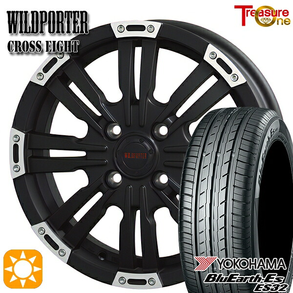 【取付対象】165/50R15 73V ヨコハマ ブルーアース ES32 トレジャーワン ワイルドポーター クロスエイト マットブラックポリッシュ 15インチ 4.5J 4H100 サマータイヤホイールセット