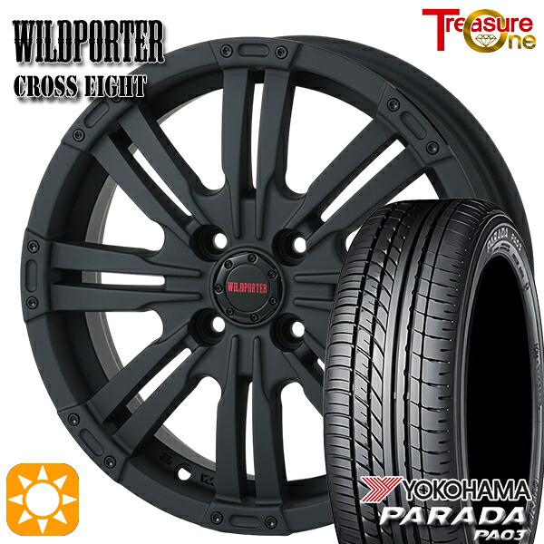 【取付対象】軽トラ 165/55R14C 95/93N ヨコハマ パラダ PA03 トレジャーワン ワイルドポーター クロスエイト マットブラック 14インチ 4.5J 4H100 +45 サマータイヤホイールセット
