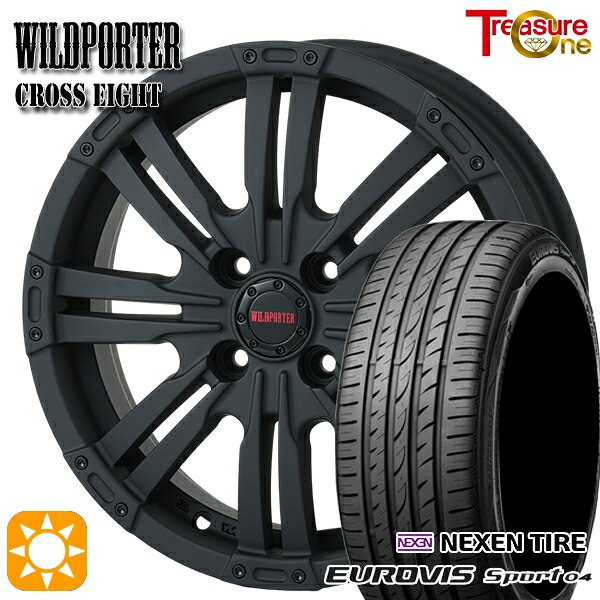 【取付対象】エブリィワゴン 165/60R14 75H ロードストーン ユーロビズ Sport 04 トレジャーワン ワイルドポーター クロスエイト マットブラック 14インチ 4.5J 4H100 +45 サマータイヤホイールセット