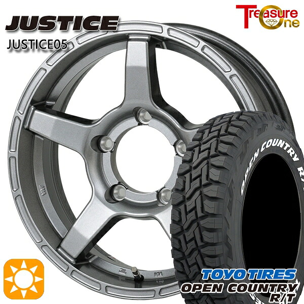 【取付対象】ジムニー 185/85R16 105/103N LT トーヨー オープンカントリー R/T ホワイトレター トレジャーワン ジャスティス05 ダークグレー 16インチ 5.5J 5H139.7 +20 サマータイヤホイールセット ｜トレッド新横浜師岡店
