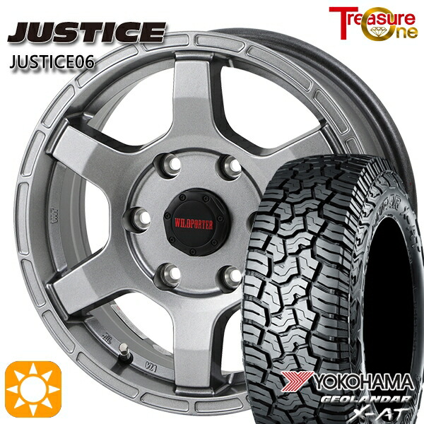 【取付対象】200系ハイエース 215/70R16 100/97Q ヨコハマ ジオランダー X-AT G016 トレジャーワン ジャスティス06 ダークグレー 16インチ 6.5J 6H139.7 +38 サマータイヤホイールセット |トレッド新横浜師岡店