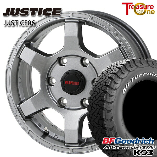 【取付対象】200系ハイエース 195/80R15 107S RWL BFグッドリッチ オールテレーン T/A KO3 トレジャーワン ジャスティス06 ダークグレー 15インチ 6.0J 6H139.7 サマータイヤホイールセット