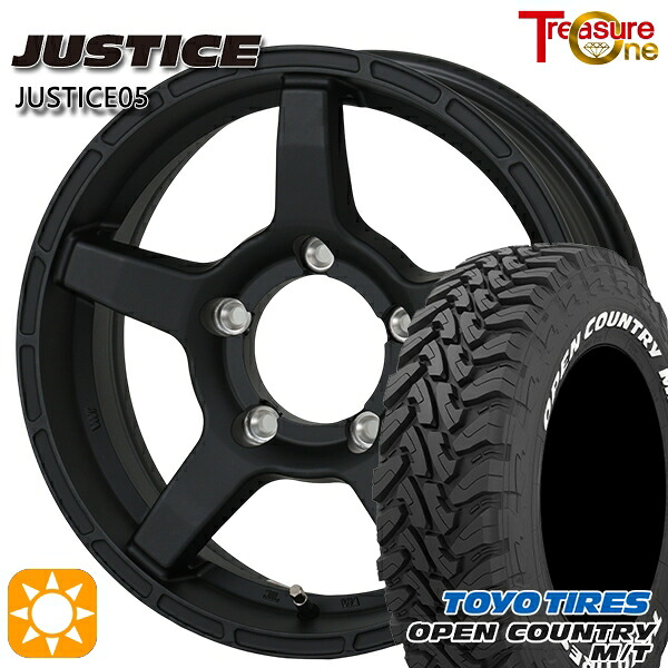 【取付対象】[5本セット]ジムニー 225/75R16 103/100Q トーヨー オープンカントリー M/T トレジャーワン ジャスティス05 ブラック 16インチ 5.5J 5H139.7 +20 サマータイヤホイールセット