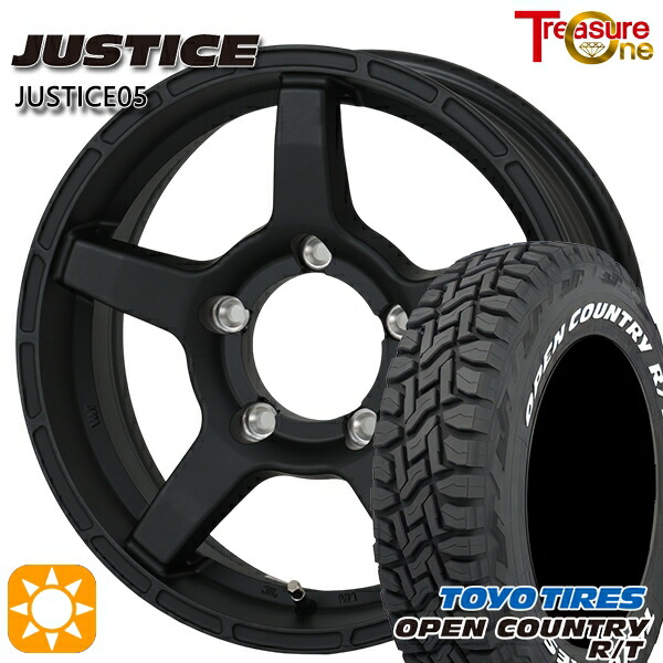 【取付対象】[5本セット]ジムニー 185/85R16 105/103N LT トーヨー オープンカントリー R/T ホワイトレター トレジャーワン ジャスティス05 ブラック 16インチ 5.5J 5H139.7 +20 サマータイヤホイールセット