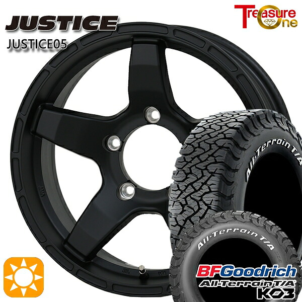 【取付対象】ジムニーシエラ ノマド 225/70R16 102/99S RWL BFグッドリッチ オールテレーン T/A KO3 トレジャーワン ジャスティス05 ブラック 16インチ 6.0J 5H139.7 -5 サマータイヤホイールセット |トレッド新横浜師岡店