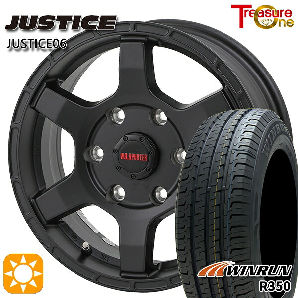 【取付対象】200系ハイエース 215/65R16 109/107T ウィンラン R350 トレジャーワン ジャスティス06 ブラック 16インチ 6.5J 6H139.7 +38 サマータイヤホイールセット ｜トレッド新横浜師岡店
