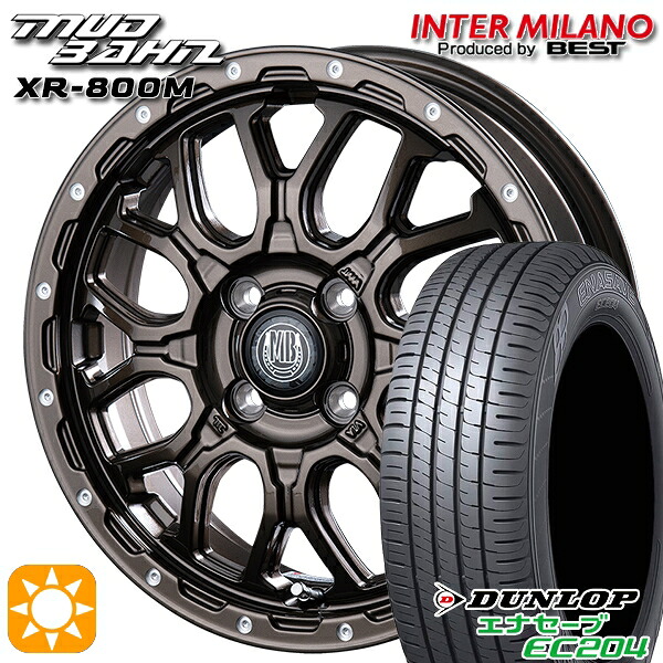 【取付対象】タフト 165/65R15 81Q ダンロップ エナセーブ EC204 インターミラノ マッドバーン XR-800M GBR/PP 15インチ 4.5J 4H100 サマータイヤホイールセット