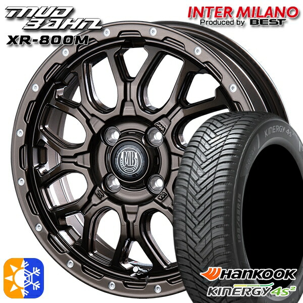 165/60R15 77H ハンコック KInERGy 4s 2 (H750) インターミラノ マッドバーン XR-800M GBR/PP 15インチ 4.5J 4H100 オールシーズンタイヤホイールセット