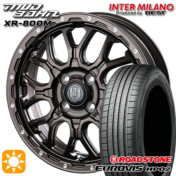 【取付対象】165/60R15 ネクセン ロードストーン ユーロビズ HP02 インターミラノ マッドバーン XR-800M GBR/PP 15インチ 4.5J 4H100 サマータイヤホイールセット