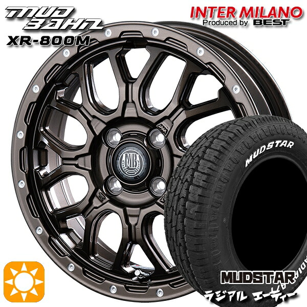 【取付対象】ハスラー 165/60R15 77S マッドスター ラジアル A/T ホワイトレター インターミラノ マッドバーン XR-800M GBR/PP 15インチ 4.5J 4H100 サマータイヤホイールセット
