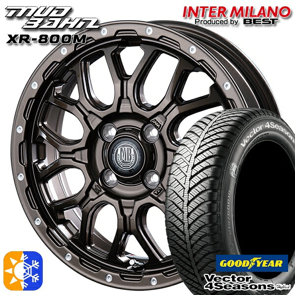 165/60R15 77H グッドイヤー ベクター フォーシーズンズ インターミラノ マッドバーン XR-800M GBR/PP 15インチ 4.5J 4H100 オールシーズンタイヤホイールセット