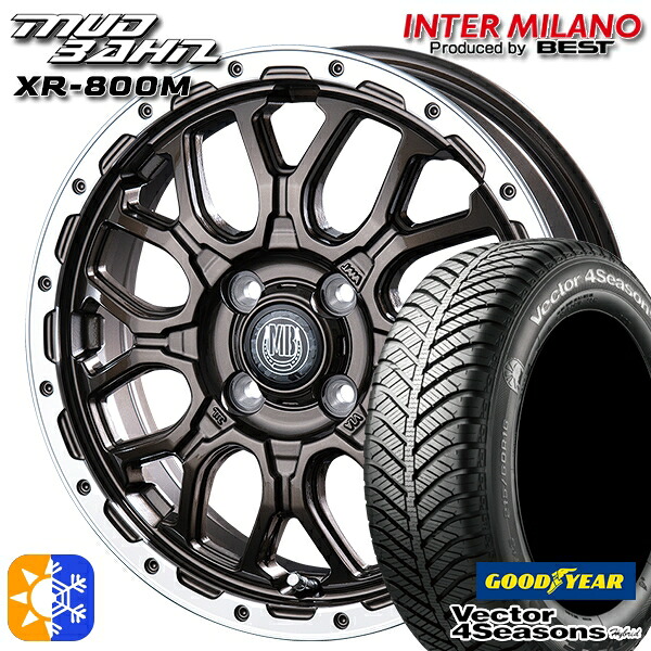 165/60R15 77H グッドイヤー ベクター フォーシーズンズ インターミラノ マッドバーン XR-800M GBR/RP 15インチ 4.5J 4H100 オールシーズンタイヤホイールセット