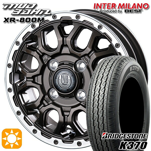 【取付対象】軽トラ 145/80R12 80/78N ブリヂストン K370 インターミラノ マッドバーン XR-800M GBR/RP 12インチ 4.0J 4H100 サマータイヤホイールセット ｜トレッド新横浜師岡店