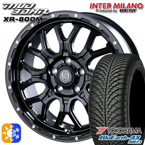 アイシス ノア 215/45R17 91W XL ヨコハマ ブルーアース 4S AW21 インターミラノ マッドバーン XR-800M MBK/PP 17インチ 7.0J 5H114.3 オールシーズンタイヤホイールセット
