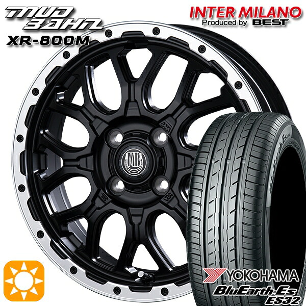 【取付対象】マツダ2 ノート 195/55R16 87V ヨコハマ ブルーアース ES32 インターミラノ マッドバーン XR-800M MBK/RP 16インチ 6.5J 4H100 サマータイヤホイールセット |トレッド新横浜師岡店