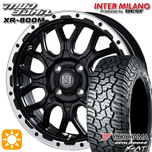 【取付対象】アゲトラ 145R14C 85/83Q ヨコハマ ジオランダーX-AT G016 インターミラノ マッドバーン XR-800M MBK/RP 14インチ 4.5J 4H100 サマータイヤホイールセット