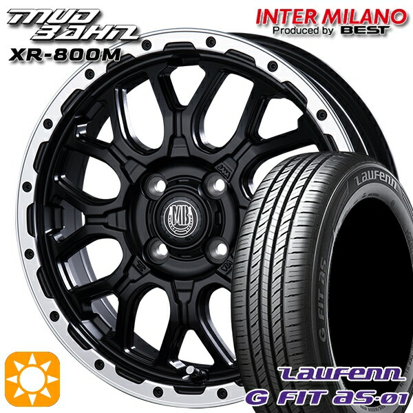 【取付対象】マツダ2 ノート 195/55R16 87V ラウフェン G FIT as-01 LH42 インターミラノ マッドバーン XR-800M MBK/RP 16インチ 6.5J 4H100 サマータイヤホイールセット