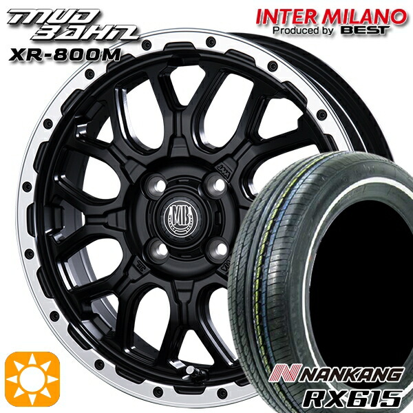 【取付対象】155/65R14 ナンカン RX615 ホワイトリボン インターミラノ マッドバーン XR-800M MBK/RP 14インチ 4.5J 4H100 サマータイヤホイールセット