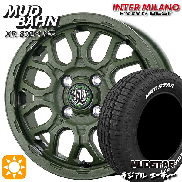 【取付対象】軽トラ 145/80R12 80/78N LT マッドスター ラジアル A/T ホワイトレター インターミラノ マッドバーン XR-800M ME チッピンググリーン(CGR)12インチ 4.0J 4H100 +42 サマータイヤホイールセット |トレッド新横浜師岡店