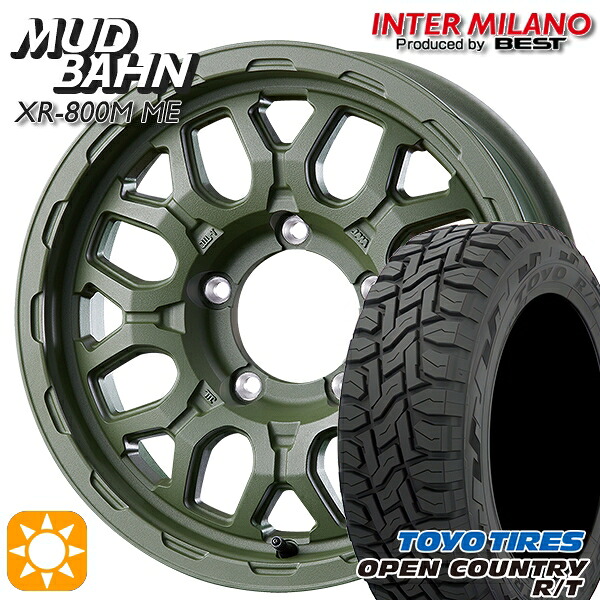 【取付対象】ジムニーJB23/64 215/70R16 100Q トーヨー オープンカントリー R/T インターミラノ マッドバーン XR-800M ME チッピンググリーン（CGR）16インチ 5.5J 5H139.7 +20 サマータイヤホイールセット ｜トレッド新横浜師岡店