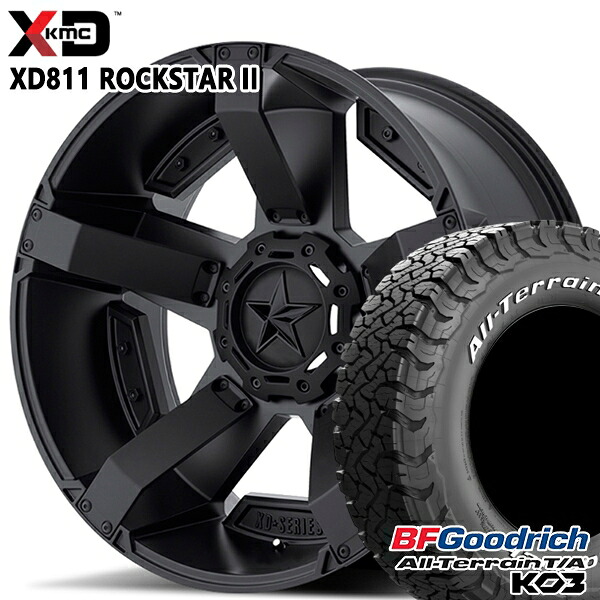【取付対象】JEEPラングラー 265/70R17 118/115S RWL BFグッドリッチ オールテレーン T/A KO3 KMC XD811 ROCKSTAR II 17インチ 8.0J 5H127 MATTEBLACK(w/Matte BK Accents) サマータイヤホイールセット |トレッド新横浜師岡店