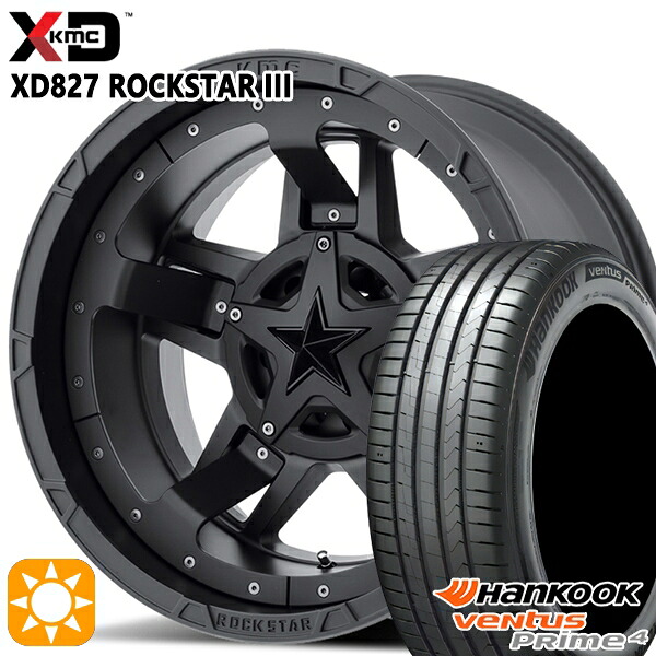 【取付対象】225/65R17 102H ハンコック veNtus PRime4 K135A KMC XD827 ROCKSTAR III 17インチ 8.0J 5H114.3 MATTE BLACK(w/Black Accents) サマータイヤホイールセット ｜トレッド新横浜師岡店