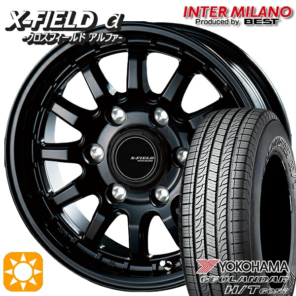【取付対象】200系ハイエース 195/80R15 107/105L ヨコハマ ジオランダー H/T G056 インターミラノ クロスフィールドアルファ ブラック 15インチ 6.0J 6H139.7 +33 サマータイヤホイールセット |トレッド新横浜師岡店