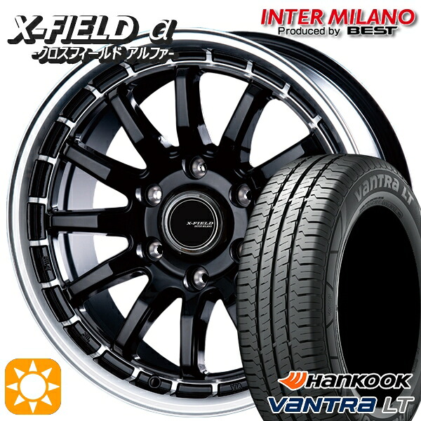 【取付対象】200系ハイエース 195/80R15 107/105R ハンコック バントラLT RA18 インターミラノ クロスフィールドアルファ BK/RP 15インチ 6.0J 6H139.7 +33 サマータイヤホイールセット |トレッド新横浜師岡店