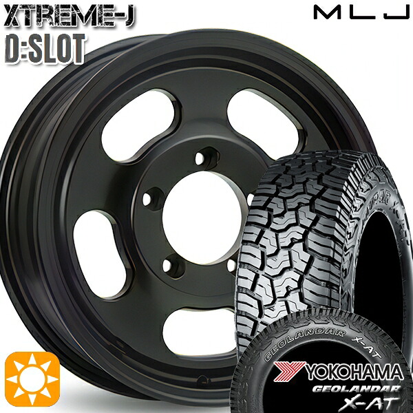 【取付対象】[5本セット]ジムニー 195R16C 104/102Q ヨコハマ ジオランダーX-AT G016 MLJ エクストリームJ Dスロット サテンブラック 16インチ 5.5J 5H139.7 サマータイヤホイールセット