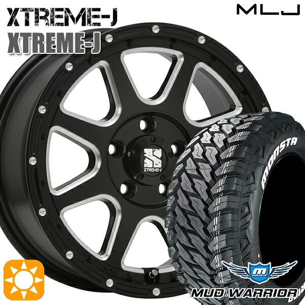 【取付対象】JEEPラングラー 265/65R17 120/117Q 10PR LT モンスタ マッドウォーリアー MLJ エクストリームJ グロスブラックミルド 17インチ 7.5J 5H127 サマータイヤホイールセット |トレッド新横浜師岡店