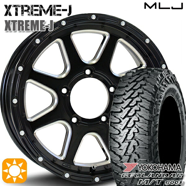 【取付対象】[5本セット]ジムニー 195R16C 104/102Q ヨコハマ ジオランダーM/T G003 MLJ エクストリームJ グロスブラックミルド 16インチ 5.5J 5H139.7 サマータイヤホイールセット