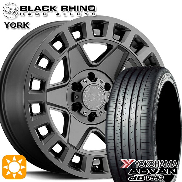 【取付対象】225/65R17 106V XL ヨコハマ アドバンデシベル V553 ブラックライノ YORK ヨーク 17インチ 8.0J 5H114.3 MATTE GUNMETAL サマータイヤホイールセット