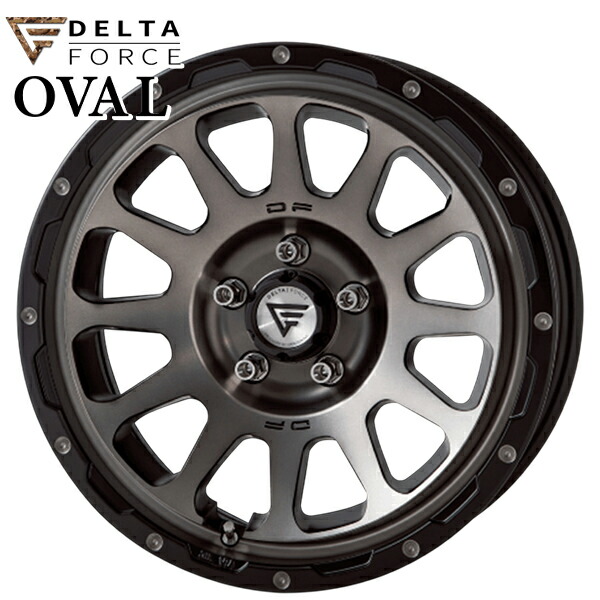 16インチ 7.0J 5H114.3 +42 デルタフォース オーバル マットスモークポリッシュ アルミホイール単品 4本（1台分）送料無料